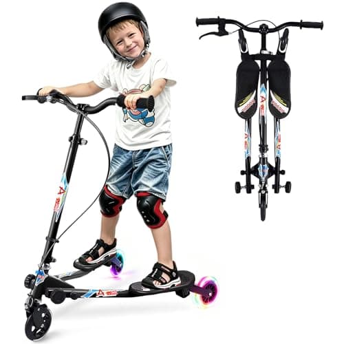 Image of AOODIL Swing Scooter for Kids, 3 Wheels Foldable Wiggle Scooter Push Drifting with Adjustable & 2 Rear LED Wheels Kicks Scooter for Boys and Girls Ages 3-8