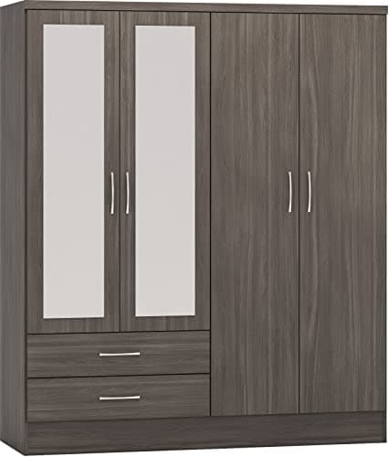 Image of Seconique Nevada 4 Door 2 Drawer Wardrobe in Black Wood Grain