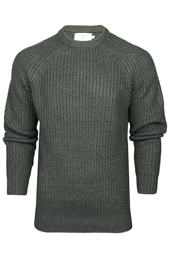 Image of Xact Men's Chunky Fisherman Knit Jumper, Crew Neck, Raglan Sleeve (Dark Charcoal Marl) L