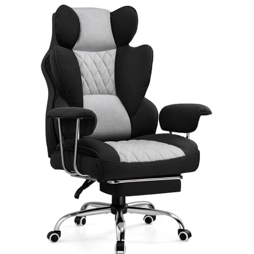 Image of GTPLAYER Gaming Chair, Executive Office Desk Chair with Footrest Ergonomic Heavy Duty High Back Lumbar Support Home Recliner Swivel Computer Chairs, Black-Grey