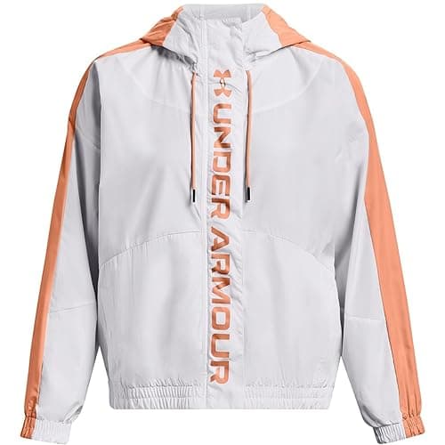Image of Under Armour Women's Warmup Tops Women's Ua Rush™ Woven Full-Zip Jacket, White, 1369845-101, XS
