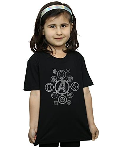 Image of Marvel Girls Avengers Infinity War Distressed Metal Icons T-Shirt Black 7-8 Years