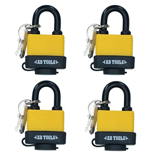 Image of 4 Keyed Alike 40mm Water Resistant Waterproof Padlocks 4 Locks 8 Keys Security