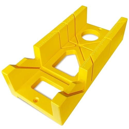 Image of Hanpex 300mm Heavy Duty Mitre Box Cuts Both 45 Degree and 90 Degree Miter Angles for Accurate Cutting, Impact-Resistant ABS Plastic Miter Box for DIYer, Woodworker, Woodcarver, Carpenter, Yellow