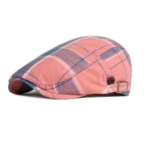Image of meioro Men's Striped Plaid Newsboy Hat Cabbie Beret Ivy Flat Cap Adjustable Gatsby Hat Hunting Driving Cap
