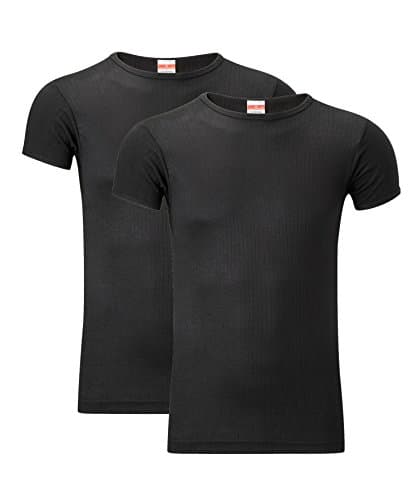 Image of Heatwave® Pack of 2 Men's Thermal T Shirt, Warm Underwear Baselayer Thermals, XX Large Black