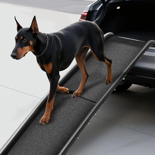 Image of Joint-Friendly Dog Ramp for Cars & Home, 90kg Capacity Folding Pet Ramp with Frosted Non-Slip Surface – Lightweight & Portable Plastic Ramps for SUVs, Trucks, Beds – Easy Set Up & Space-Saving Design
