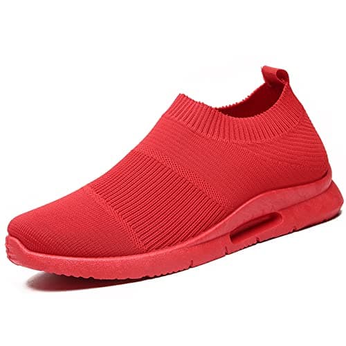 Image of MGNLRTI Mens Casual Shoes Lightweight Athletic Slip on Trainers Breathable Walking Jogging for Sneakers Gym Fitness Sports Red Mens Size 5.5 UK(Label Size:39)