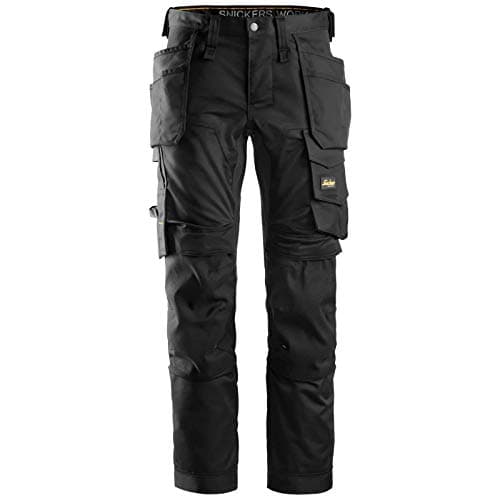 Image of Snickers 6241 Allroundwork Stretch Trousers Holster/Pouch Pockets Black/Black 044 (W30 x L32)