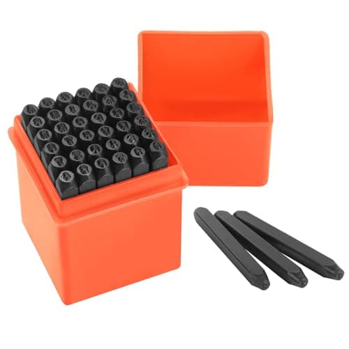 Image of Gueenky 36 Pcs Number and Letter Punch Set, 2mm Metal Stamping Tool Set, A-Z, 0-9, &, Letter Number and Symbols Stamp Punch for Stamping Metal Wood Plastic Leather