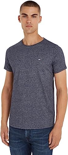 Image of Tommy Jeans Men's Tjm Xslim Jaspe C Neck Ext Dm0dm09586 S/S Knit Tops, Twilight Navy, S