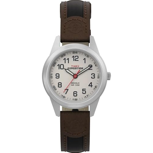 Image of Timex Ladies Expedition Metal Field Watch T41181PF with Mini Leather Fabric Strap