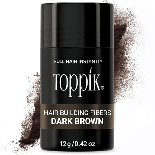 Image of Toppik Hair Building Fibres Powder, for a Thicker-looking Hairline, Crown and Beard, Instant Thinning Concealer for Men and Women, Dark Brown, 12 g