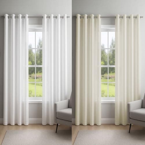 Image of John Aird Evie Lined Voile Eyelet Curtains (White, 229cm Width x 183cm Drop (90"x 72")