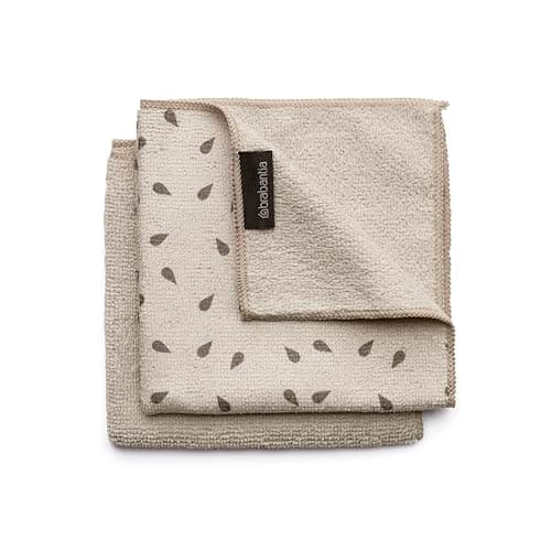 Image of Brabantia Sinkside Microfibre Dish Cloths, Machine Washable, Absorbs 7 Times its Weight, Kitchen Cloths for Cleaning Dishes & Countertops, Less Detergent Needed, Set of 2 Cleaning Pads, Soft Beige