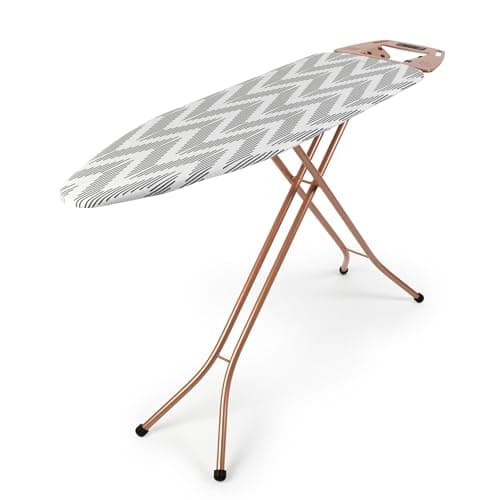 Image of Beldray LA031596ROSEFEU7 Ironing Board - Folding Collapsible Ironing Table, Adjustable Iron Rest, 7 Height Options, Thick Underlay for Smooth Press, Heat Reflective Cover, Hanger Slots, 122 x 38 cm
