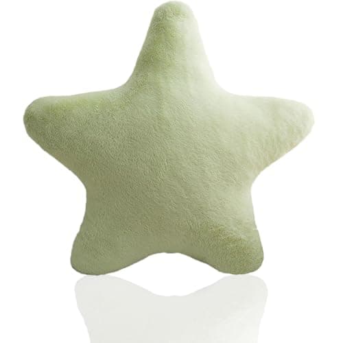 Image of ZQuintuplian Star Cushion, 40 * 40 Cm Green Star Pillow for Bed Decor, Decorative Pillows Fluffy Pillow Suitable for Living Rooms, Bedrooms, Offices