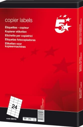 Image of 5 Star Office Multipurpose Labels Laser 24 per Sheet 70x37mm White [2400 Labels]