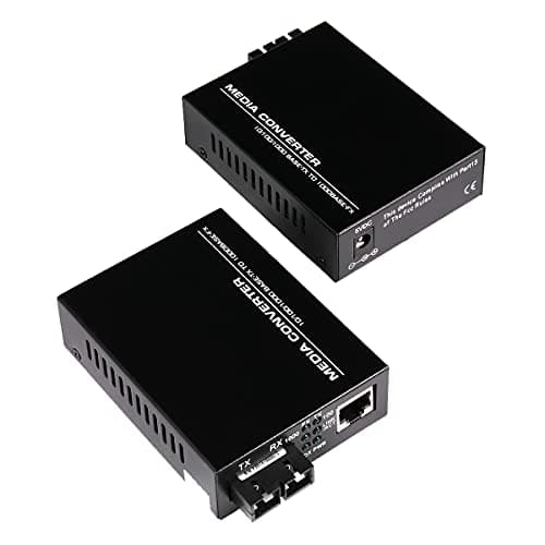 Image of A Pair of 2 Pack Single Mode Dual SC Fiber Gigabit Fast Ethernet Media Converter, Bidi Mini 1x 10/100/1000Base-T RJ45 to 1000Base-SC Slot Ethernet Media Converter, up to 30km 1310-nm, AC 100V~240V