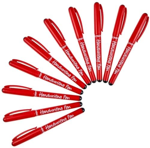 Image of (Pack of 10) Manuscript Black Handwriting Pens Comfort Grip School Kids Handwriter