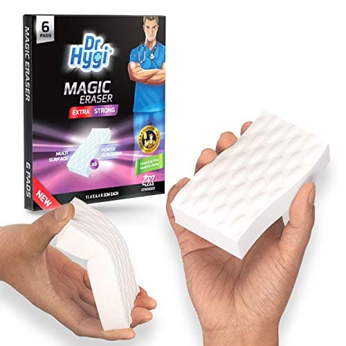 Image of 6 x Extra Power Magic Erasers by Dr Hygi™ | Magic Eraser Sponge Set for Mark and Stain Removal | Heavy-Duty Magic Sponge for All Surfaces | Magic Eraser Cleaning Sponges for Bathroom, Kitchen & Walls