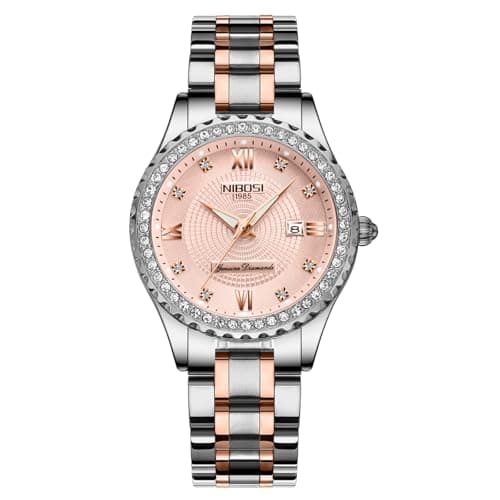 Image of NIBOSI Women's Watches Analog Quartz Ladies Wrist Watches with Date Rose Gold Dial Luxury Waterproof Stainless Steel Watch for Wrists Female Designer Dress Watches for Women(Silver Rose Gold)