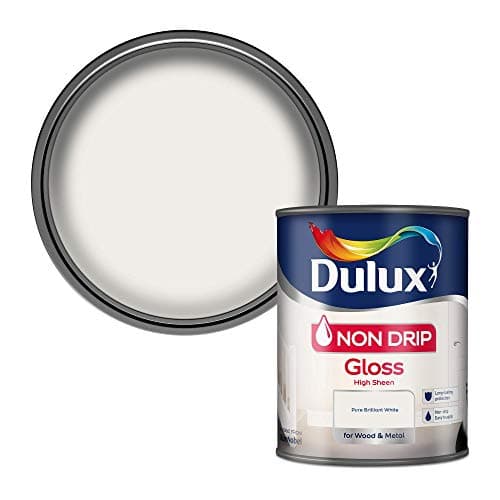 Image of Dulux Non Drip Gloss Paint For Wood And Metal, Pure Brilliant White, 750 ml
