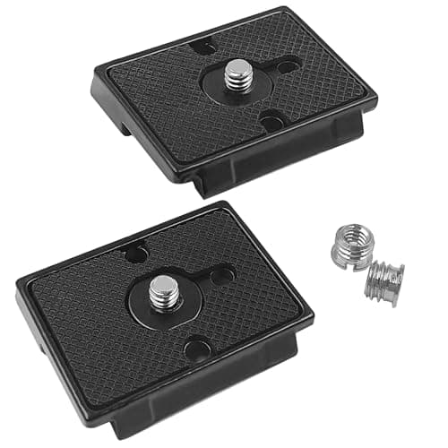 Image of 2 Pack Quick Release Plate, Tripod Quick Release Adapter Compatible Manfrotto 200PL-14 QR Cameras Tripod, Camera Mounting Adapter with 1/4" and 3/8" Screws Ball Head Parts Replacement Adapters