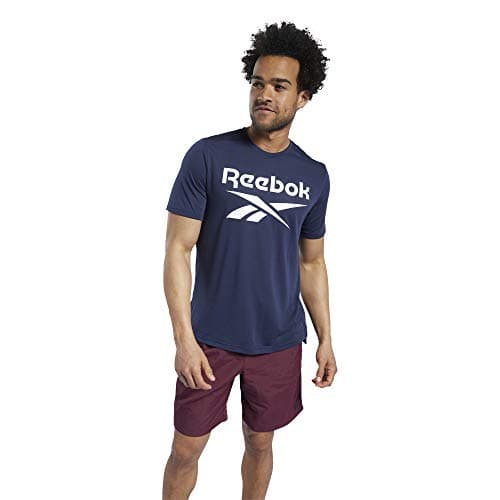 Image of Reebok Men's Workout Ready Supremium Graphic T Shirt, Vector Navy, L UK