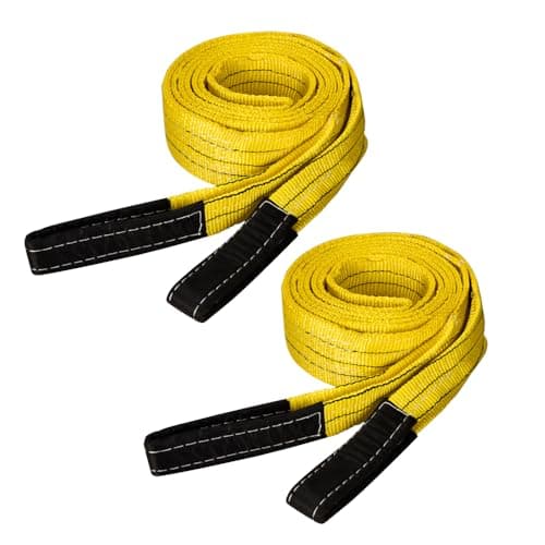 Image of hzexun 2PACK Webbing Lifting Sling Strap 3M x 2.5CM Heavy Duty Polyester Cargo Tow Sling Strap for Hoist, Max Breaking Strength 9000lbs