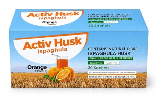 Image of Activ Husk Ispaghula Husk Orange Drink Sachets | Contains Natural Fibre | Pack of 30