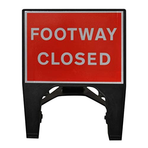Image of Street Solutions UK - 600 x 450mm Road Q-Sign 'Footway Closed' - Plastic with Folding Leg