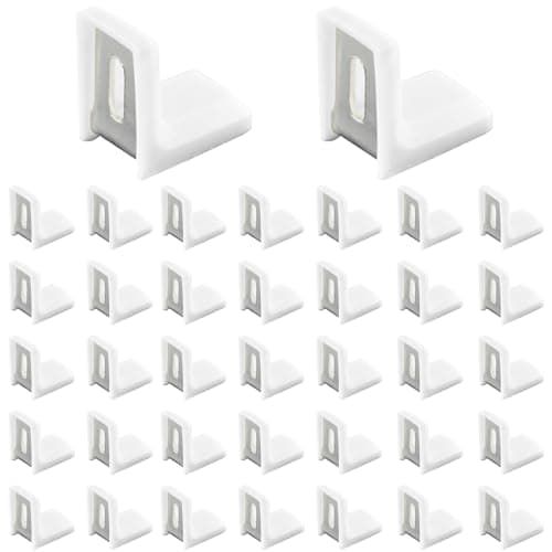 Image of 40 PCS L Shape Right Angle Corner Brackets,Shelf Bracket,Plastic Ourside Metal Inside Corner Brace (White)