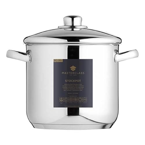 Image of MasterClass Stock Pot With Lid 8.5L/24cm, Induction-Safe, Stainless Steel, Silver