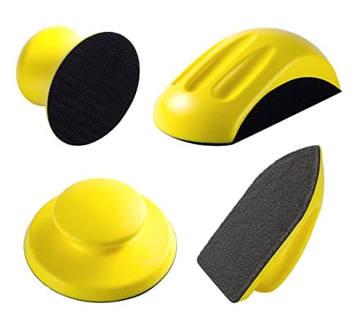 Image of SATC 4PCS Hook and Loop Sanding Block Included 1 Cleaning Brush 5 Inch Round and Mouse Sanding Block Meant for Wood Furniture Restoration Home Arts and Crafts