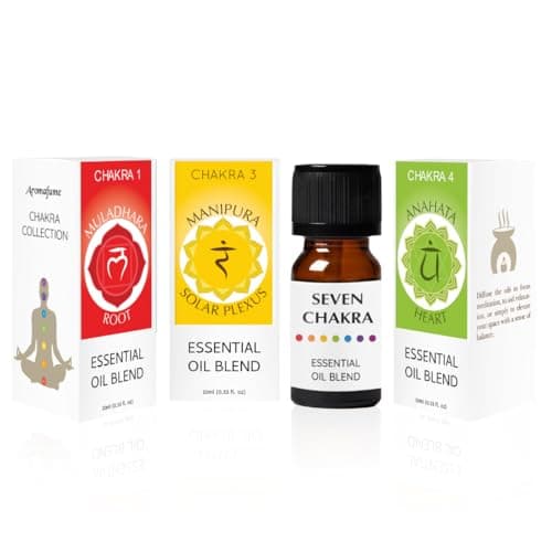 Image of Root Chakra, Solar Plexus Chakra, Heart Chakra Essential Oil Diffuser Blends by Aromafume | 3 x 10ml/0.33 fl oz| Aromatherapy Oils for Chakra Balance | Chakra Incense for Meditation, Yoga, Reiki