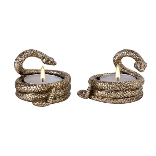 Image of NIKKY HOME Gold Snake Tealight Candle Holders Set of 2, Centerpiece Table Decorations, Decorative Metal Stand for Tea Light Candles, Votive Candles