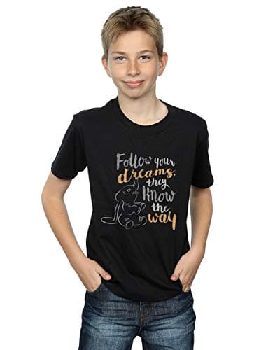 Image of Disney Boys Dumbo Follow Your Dream T-Shirt Black 7-8 Years