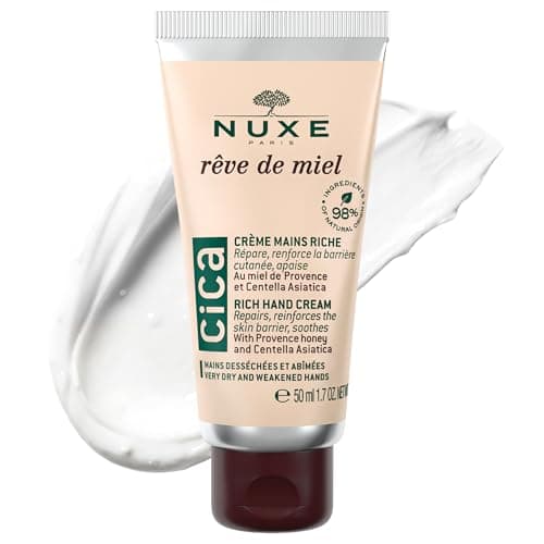 Image of Nuxe Rêve de Miel Cica Hand Cream 50ml, Nourishing Repair Hand Cream, Enriched with Honey to Soothe & Restore Dry Hands, With Non-Sticky Texture, Vegan Formula
