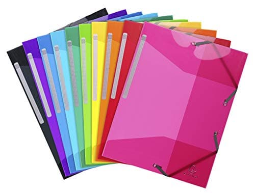Image of Exacompta - Ref 55670E - Box of 30 Iderama PP Elastic folders - 3 Flap Pockets - Made of semi-Translucent and Glossy Polypropylene - Size 24 x 32 cm for A4 Size - 10 Assorted Colours