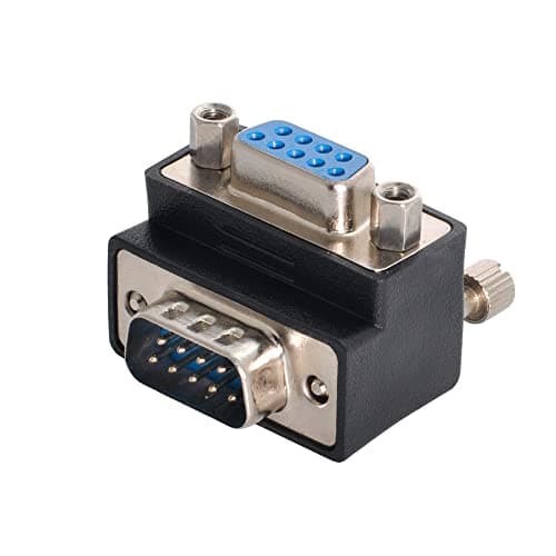 Image of xiwai DB9P 90 Degree Down Angled Gender Changer D-Sub 9Pin RS232 Male to Female Connector Serial Port Extension Adapter