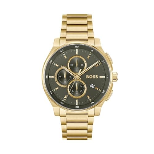 Image of BOSS Chronograph Quartz Watch for Men Peak 2.0 Collection with Gold Colored Stainless Steel Bracelet - 1514190