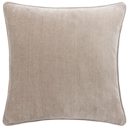 Image of Furn Yard Heavy Chenille Cushion Cover – Luxury Soft Velvet Piped Decorative Case (Greige - 50x50cm)