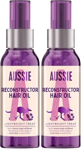 Image of Aussie Reconstructor Hair Oil With Avocado, Jojoba Oil and Macadamia Nut Oil, 3 Miracle Hair Oil For Dry Damaged Hair, Leightweight Reconstructor Oil Treatment, 100 ml (Pack of 2)