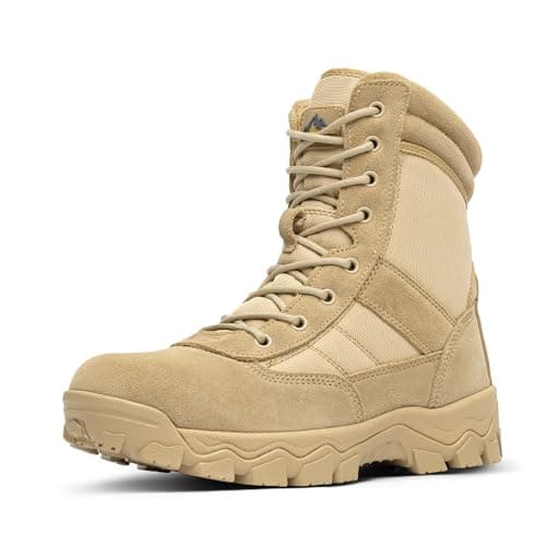 Image of NORTIV 8 Men's Tactical Military Work Boots Side Zipper Outdoor Motorcycle Combat Boots 8 Inches 2.0 Trooper-pro,Size 9.5,Sand,TROOPER-PRO