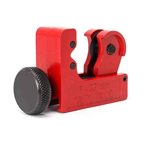 Image of QWORK® Heavy Duty Adjustable Mini Tube Cutter, 3-22mm (1/8inch-7/8inch), Copper Aluminum Steel Tubing Pipe Cutting Tool