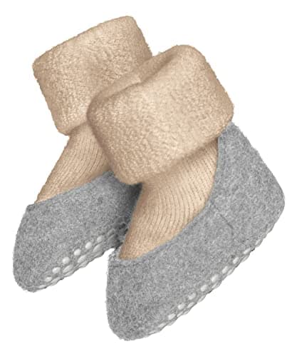 Image of FALKE Unisex Baby Baby Cosyshoe B Hp Wool Grips On Sole 1 Pair Grip socks, Beige Sand Melange 4651, 9-15 Months
