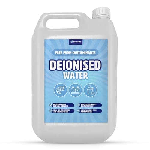 Image of Pure Safe Deionised Water 5 Litre Mineral-Free Water for Car Batteries, Steam Irons, Cleaning & Laboratory Use, No Impurities, Multi-Purpose Distilled Water Alternative