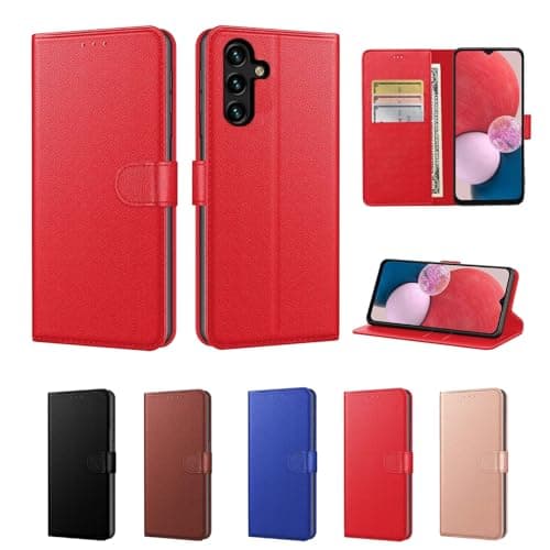 Image of sheikhuu Luxury Case for Samsung Galaxy A56 Leather Phone Case Cover,[LifetimeSupport], PU Faux Leather Wallet Book Folio Flip Magnetic Case with Card Slots & Kickstand (Red, Samsung Galaxy A56)