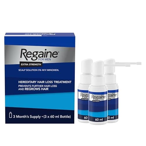 Image of Regaine for Men 5% Minoxidil Extra Strength Scalp Solution for Hair Regrowth (3x 60ml), Scientifically Proven to Help Stop and Reverse Hereditary Hair Loss, Revitalise Hair Follicles